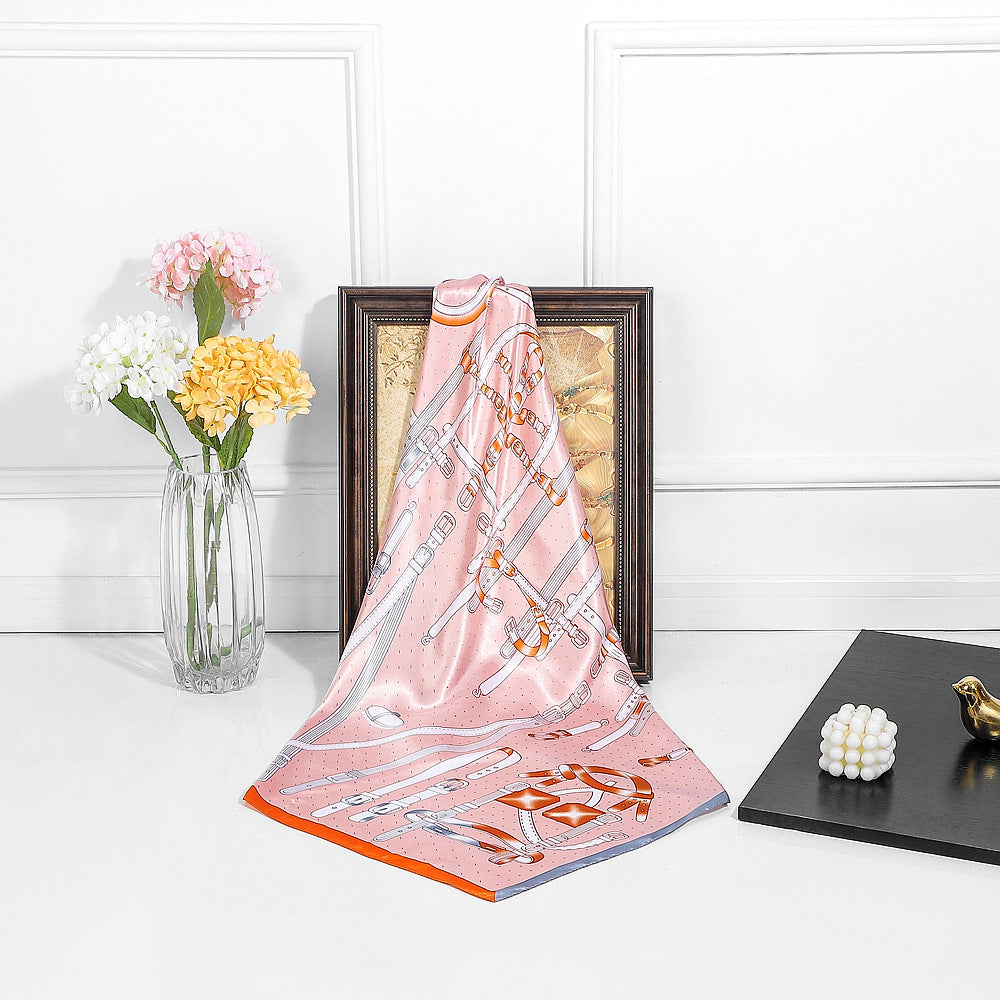 Spring New Arrival Belt Chain – Women's Versatile Large Square Scarf, Silk Scarf, Headwrap, and Shawl