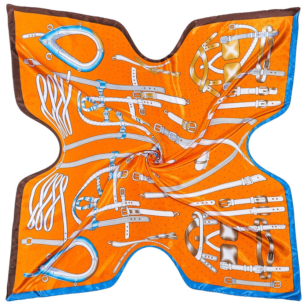 Spring New Arrival Belt Chain – Women's Versatile Large Square Scarf, Silk Scarf, Headwrap, and Shawl